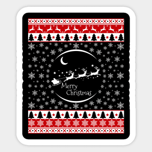 Santa Reindeers Sleigh Christmas Sticker